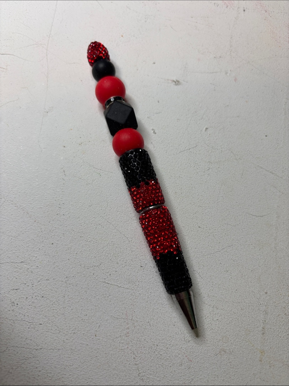 Red and Black Beaded Decorative Pen - Unbranded